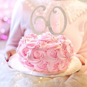 Ella Celebration 60 Cake Topper for 60th Birthday or Anniversary Rose Gold Rhinestone Party Supplies & Decoration Ideas (Rose Gold)