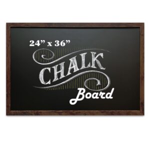 loddie doddie magnetic chalk board - 24"x36" - for kitchen and wall decor - easy-to-erase magnetic chalkboard - framed magnet blackboard - hanging black chalkboards (rustic frame)