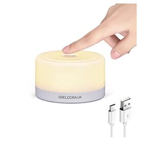 s seldorauk touch night lights for kids with dimming function, rechargeable baby nursery night light, dimmable bedside lamp for breastfeeding and sleep (warm white, 1pack)