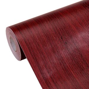 self adhesive vinyl film textured mahogany wood grain contact paper shelf liner for kitchen cabinets shelves drawer countertop table furniture arts crafts decal 17.7x117 inches