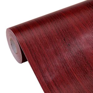 Self Adhesive Vinyl Film Textured Mahogany Wood Grain Contact Paper Shelf Liner for Kitchen Cabinets Shelves Drawer Countertop Table Furniture Arts Crafts Decal 17.7x117 Inches