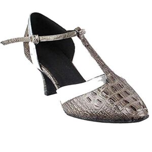women's ballroom dance shoes tango wedding salsa dance shoes grey croc & silver trim sera3551eb comfortable - very fine 2.5" heel 6.5 m us [bundle of 5]