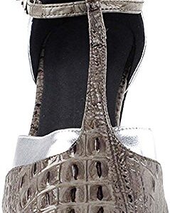 Women's Ballroom Dance Shoes Tango Wedding Salsa Dance Shoes Grey Croc & Silver Trim Sera3551EB Comfortable - Very Fine 2.5" Heel 6.5 M US [Bundle of 5]