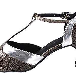 Women's Ballroom Dance Shoes Tango Wedding Salsa Dance Shoes Grey Croc & Silver Trim Sera3551EB Comfortable - Very Fine 2.5" Heel 6.5 M US [Bundle of 5]