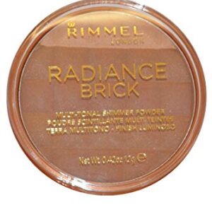 Rimmel London Radiance Brick - 001 Light - Bronzer, Radiant Finish, Ultra-Fine, Adds Dimension, 0.42oz