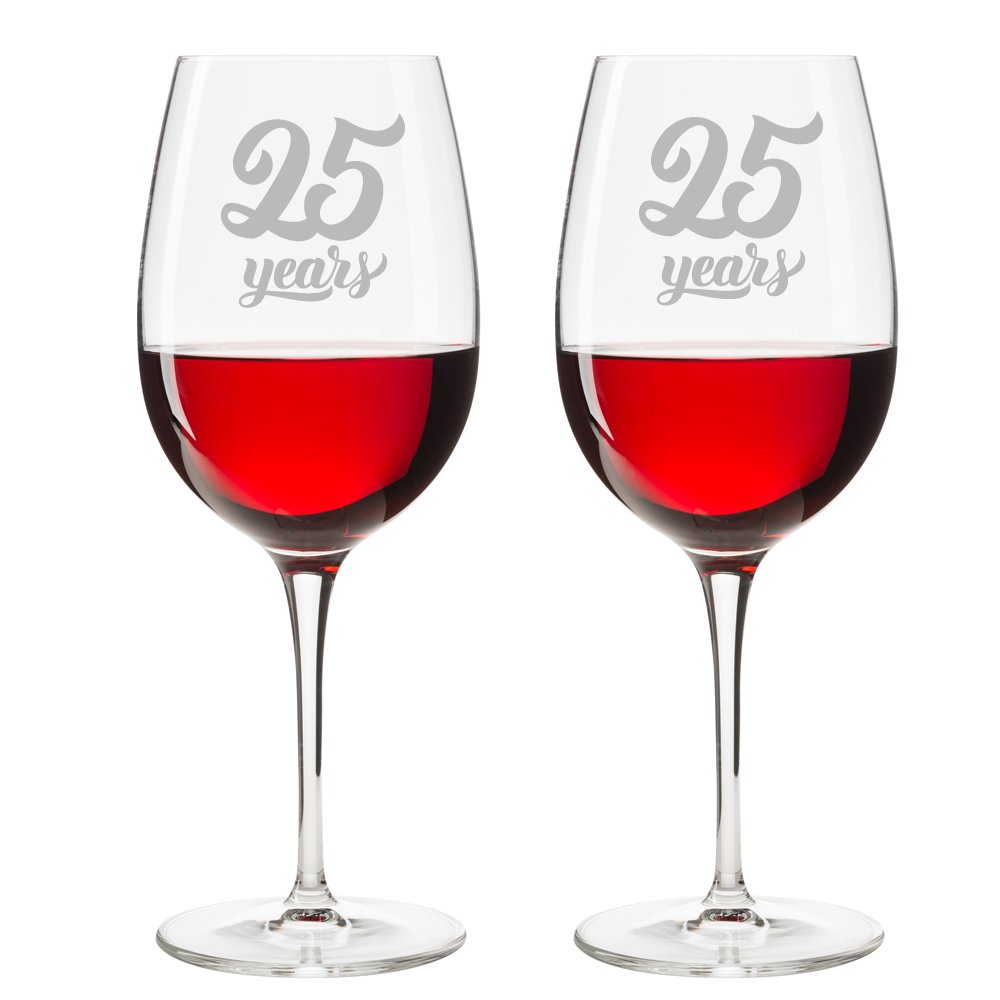 25 Years Wine Glasses (Set of 2) - Wedding Anniversary - Anniversary