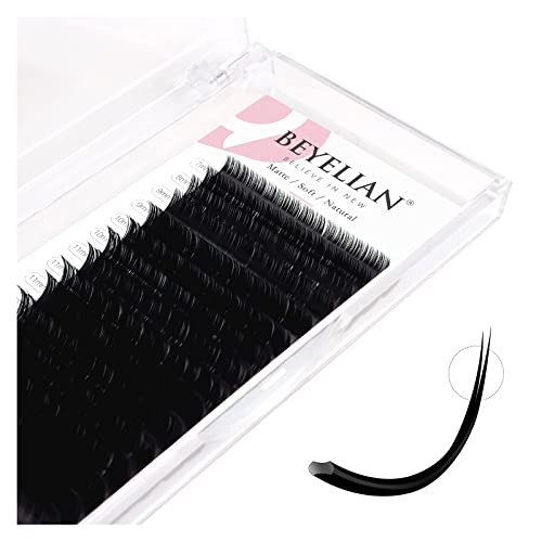 BEYELIAN Eyelash Extensions, Individual Lashes, 0.20mm D Curl 7-15mm Super Matte Classic Lash Extensions, Ellipse Flat Eyelash Extension, Mixed Tray for Professional Salon Use