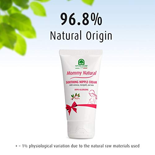 Natura House Mommy Natural Soothing Nipple Cream – For Use During and After Pregnancy – Mimosa, Marigold and Aloe Soothe Cracked Nipples, Made in Italy – Hypoallergenic, Dermatologist Tested, 1.69 oz.