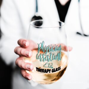 Zoey Christina Physician Assistant Therapy Glass Funny Gifts for Her PA Women Large 18 Ounce Stemless Wine Glass 0022