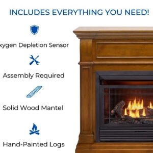Duluth Forge Dual Fuel Ventless Gas Fireplace System with Mantle, Remote Control, 5 Fire Logs, Use with Natural Gas or Liquid Propane, 26000 BTU, Heats up to 1350 Sq. Ft., Apple Spice