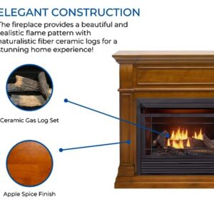 Duluth Forge Dual Fuel Ventless Gas Fireplace System with Mantle, Remote Control, 5 Fire Logs, Use with Natural Gas or Liquid Propane, 26000 BTU, Heats up to 1350 Sq. Ft., Apple Spice