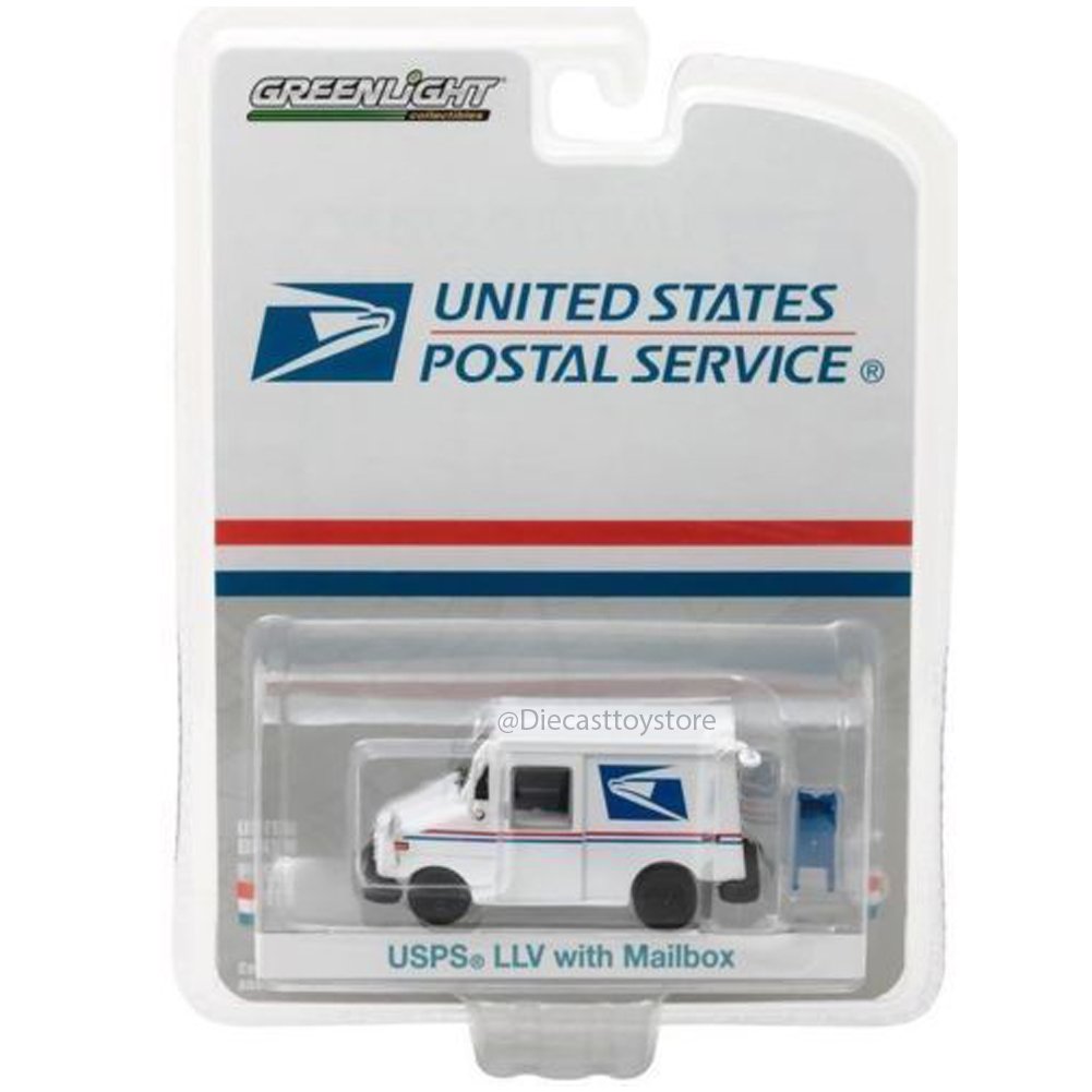 Greenlight 29888 United States Postal Service (USPS) Long Live Postal Mail Delivery Vehicle (Llv) with Mailbox Accessory Hobby Exclusive 1/64 Diecast Model Car by, White