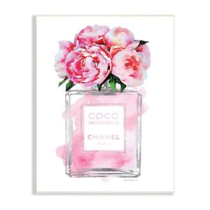 stupell industries glam perfume bottle v2 flower silver pink peony oversized wall plaque art, proudly made in usa, 13 x 19