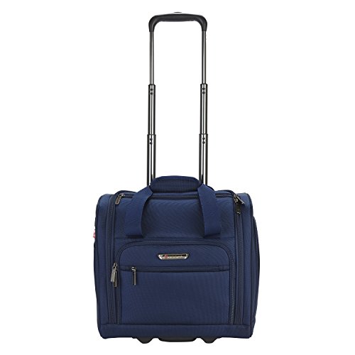 TPRC Smart Under Seat Carry-On Luggage with USB Charging Port, Navy Blue, Underseater 15-Inch