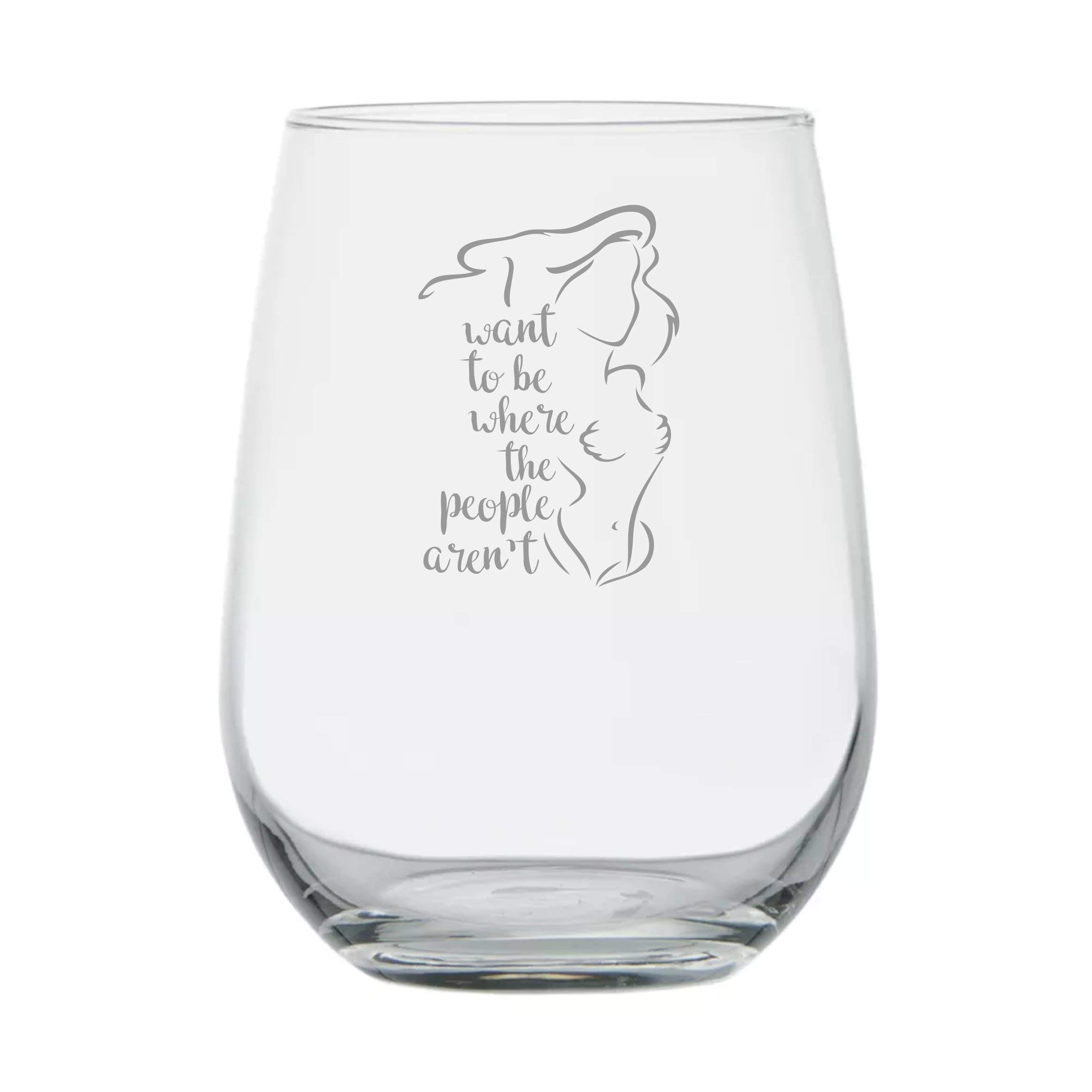 I Want to be Where the People Aren't Funny Mermaid Gift Birthday Present Anniversary Gifts Couples Handmade Mermaid Wine Glass Introvert Humor (15oz)