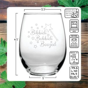 Bibbidi Bobbidi Boozed Princess Wine Glass Engraved Birthday Present Funny Anniversary Gifts Couples Handmade Fairy Godmother (15oz)