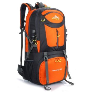 sugoidan hiking backpack waterproof travel fishing climbing camping 60l hiking daypack (orange)