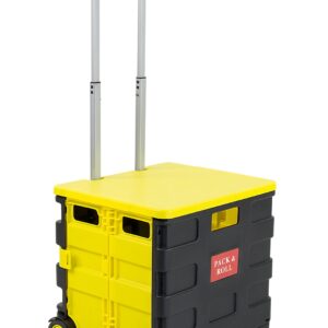 Mount-It! Rolling Utility Cart, Folding and Collapsible Hand Crate with Lid on Wheels, 55 lbs Capacity