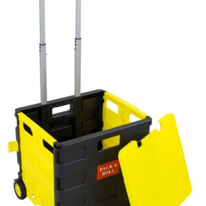 Mount-It! Rolling Utility Cart, Folding and Collapsible Hand Crate with Lid on Wheels, 55 lbs Capacity