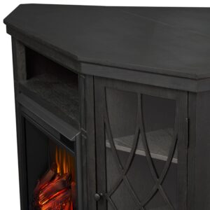 Lynette 56" Corner Electric Fireplace TV Stand in Gray by Real Flame