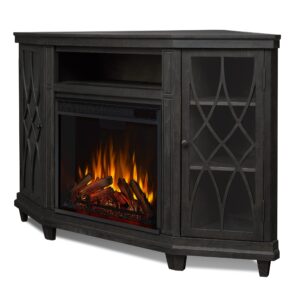 Lynette 56" Corner Electric Fireplace TV Stand in Gray by Real Flame