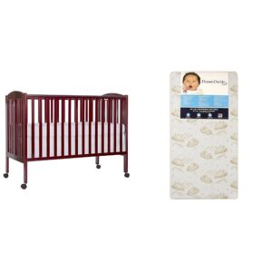 dream on me full size 2 in 1 folding stationary side crib with dream on me spring crib and toddler bed mattress, twilight