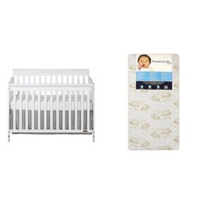 dream on me ashton 5 in 1 convertible crib with dream on me spring crib and toddler bed mattress, twilight