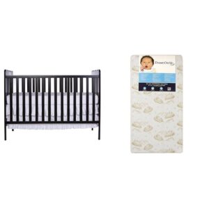 dream on me classic 3 in 1 convertible stationary side crib with dream on me spring crib and toddler bed mattress, twilight