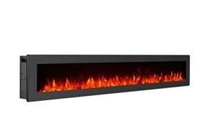 gmhome 60 inches wall mounted electric fireplace freestanding heater crystal stone flame effect 9 changeable color fireplace, with remote, metal panel, 1500w, black