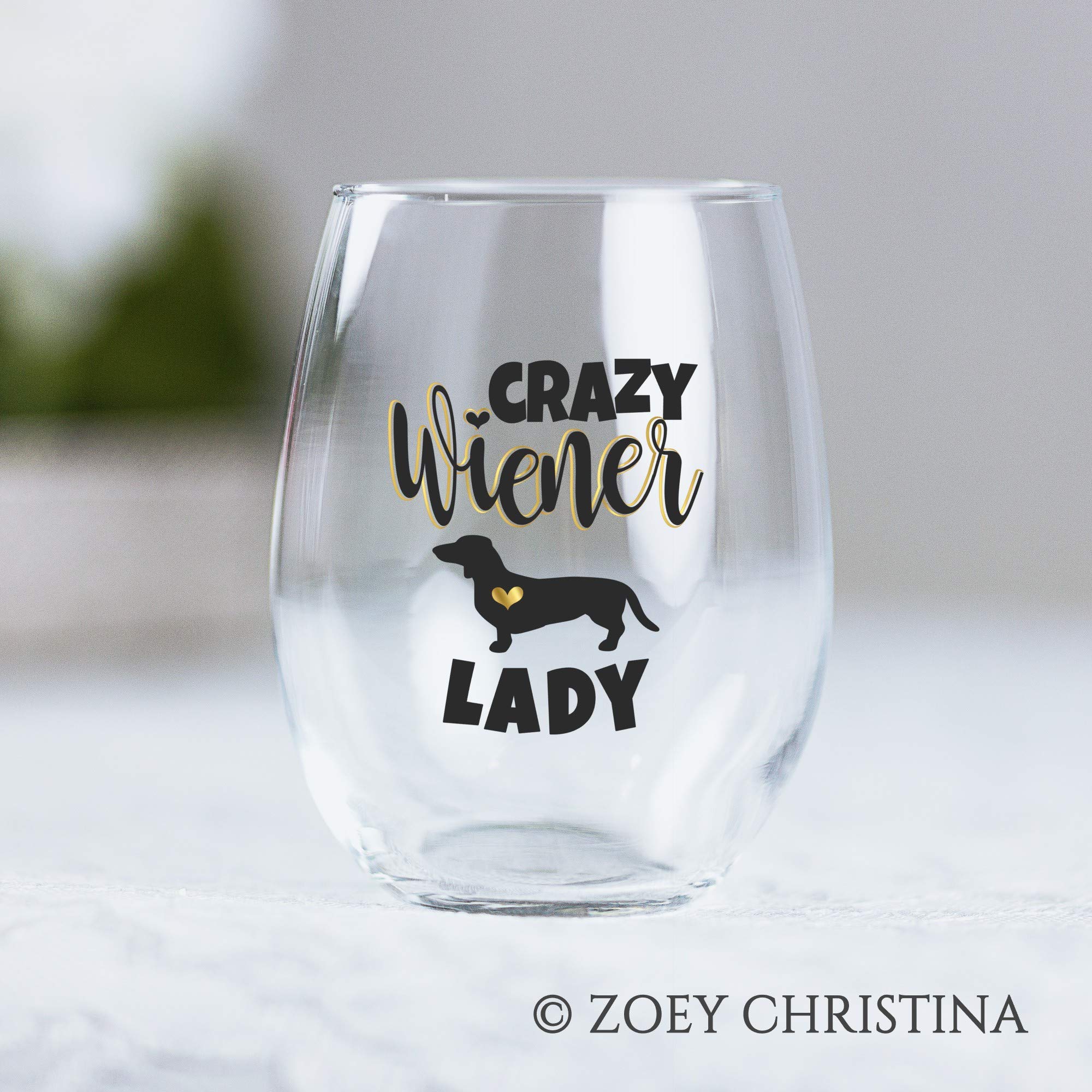 Zoey Christina Funny Wiener Lady Dog Gifts for Women Wine Glass for Her Dachshund Gifts 0052