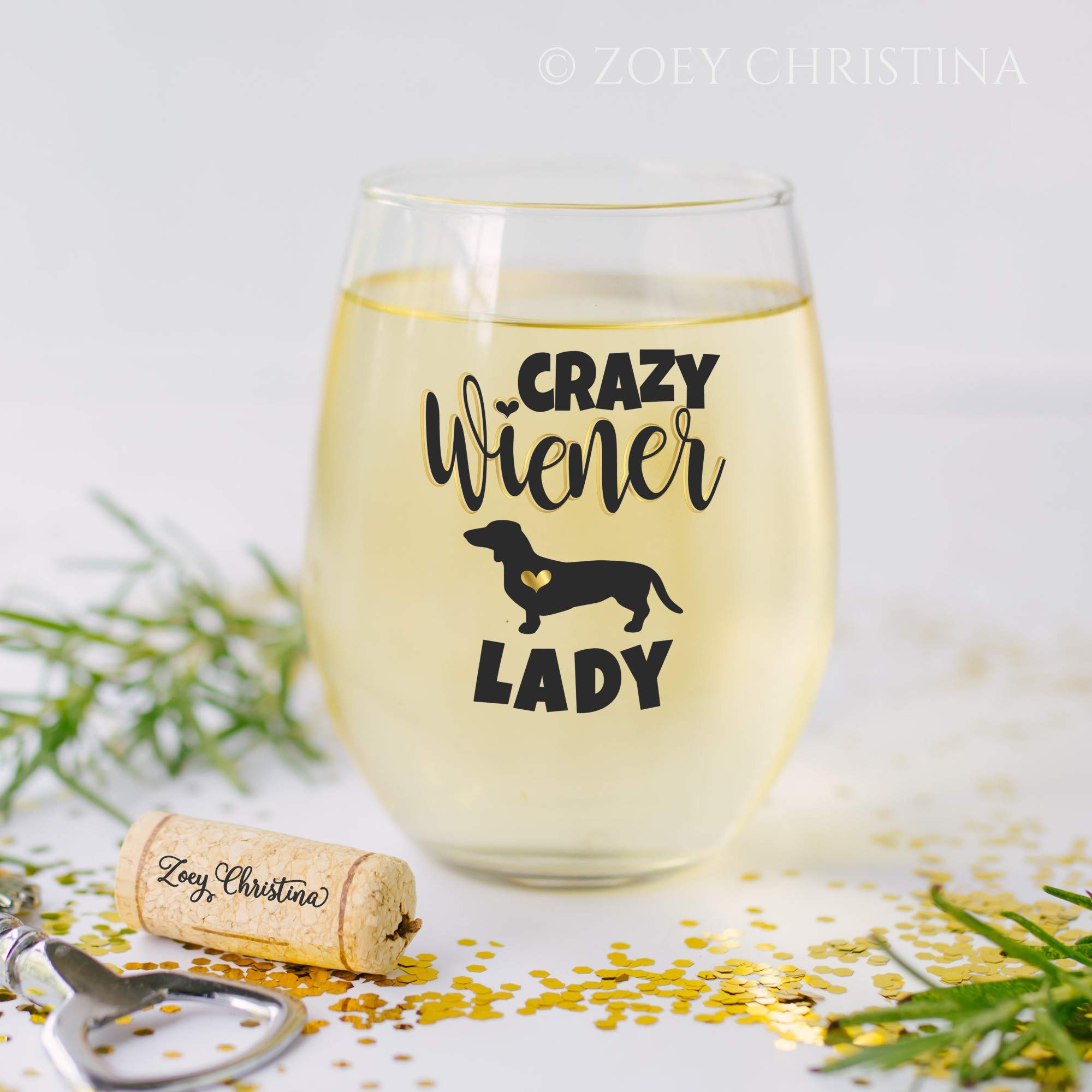 Zoey Christina Funny Wiener Lady Dog Gifts for Women Wine Glass for Her Dachshund Gifts 0052