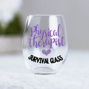 Funny Physical Therapist Christmas 2023 Gifts for Women Stemless Wine Survival Glass for Her 0027