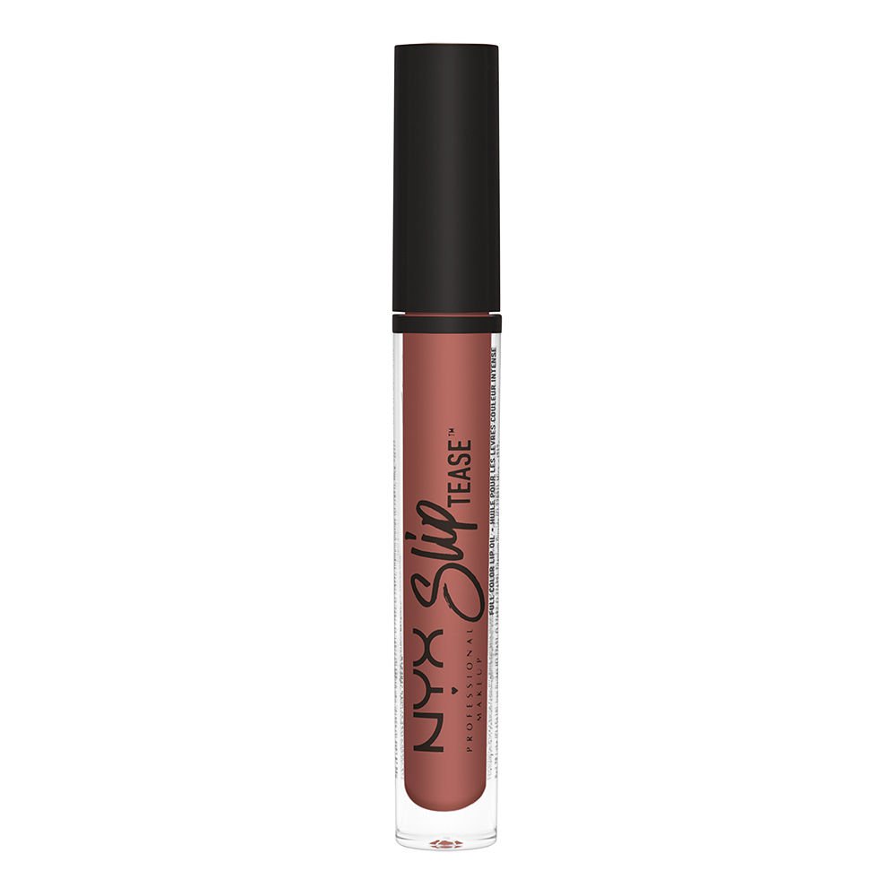 NYX PROFESSIONAL MAKEUP Slip Tease Full Color Lip Oil, Liquid Lipstick - I Woke Up Like This (Mauve Nude)