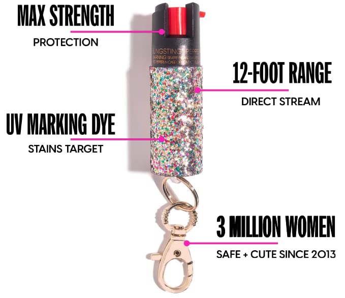 super-cute pepper spray Keychain - Fashionable & Powerful, Our 10% OC, No Gel Sprays Long Range and is Specifically Designed for Women, Safe, Accessible, Easy to Use - Multi Color