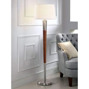 homeglam manhattan 62" h wood floor lamp, modern floor lamp - brushed nickel