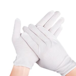 12 Pairs White Cotton Gloves Dry Hands,Soft Stretchy Working Gloves,for coins, Jewelry,Silver, Inspection Gloves