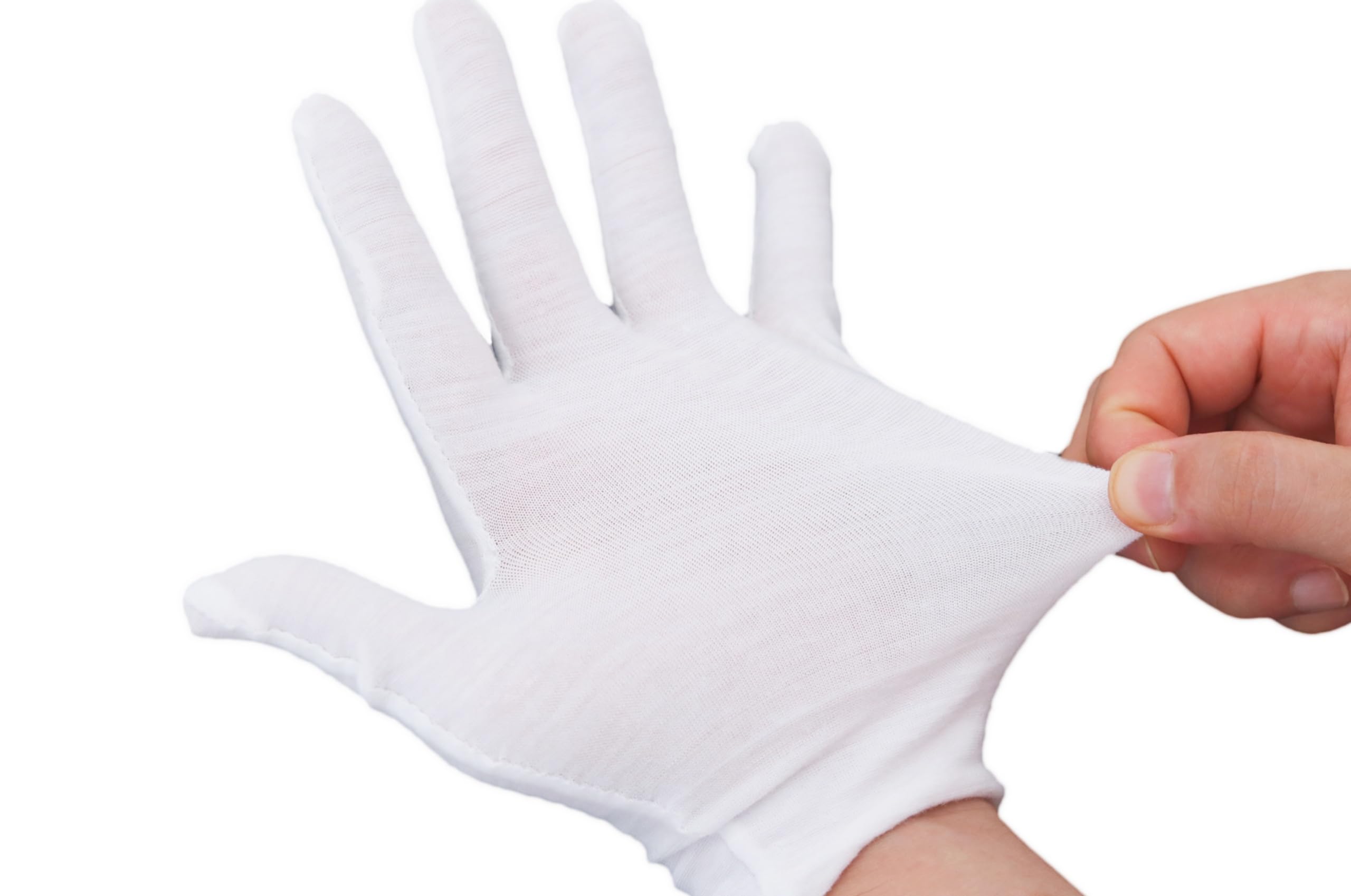 12 Pairs White Cotton Gloves Dry Hands,Soft Stretchy Working Gloves,for coins, Jewelry,Silver, Inspection Gloves