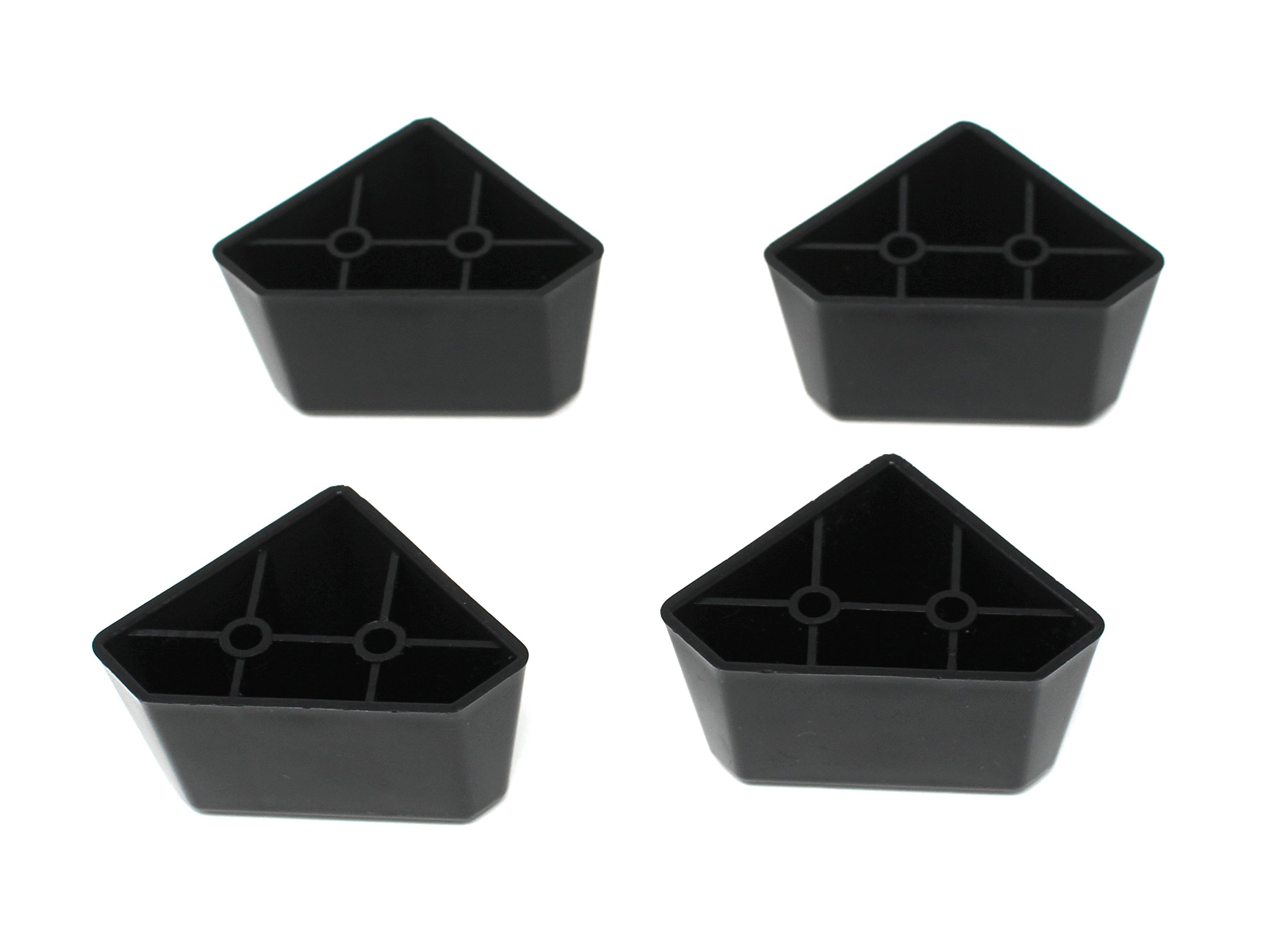 JSP Manufacturing 4 Pack of Black Plastic Furniture Triangle Corner Legs - Sofa Couch Chair