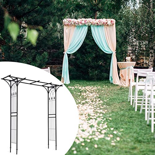 Giantex Metal Garden Arch, Wedding Arbor for Ceremony, Pergola Arbor Garden Trellis for Various Climbing Plant, Bridal Party Decoration Arbor for Outdoor Lawn Backyard