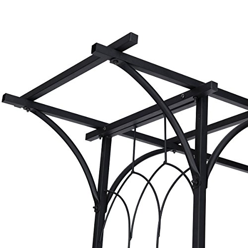 Giantex Metal Garden Arch, Wedding Arbor for Ceremony, Pergola Arbor Garden Trellis for Various Climbing Plant, Bridal Party Decoration Arbor for Outdoor Lawn Backyard