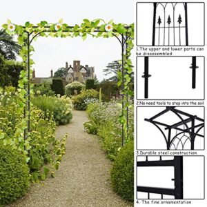 Giantex Metal Garden Arch, Wedding Arbor for Ceremony, Pergola Arbor Garden Trellis for Various Climbing Plant, Bridal Party Decoration Arbor for Outdoor Lawn Backyard