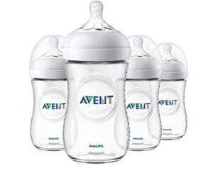 philips avent natural baby bottle, clear, 9 ounce, 4 pack, scf013/47