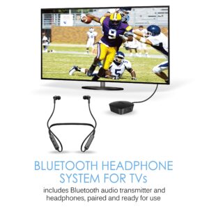 MEE audio Connect T1N1 Bluetooth wireless headphone system for TV - includes Connect Bluetooth audio transmitter and N1 wireless neckband in-ear headphones