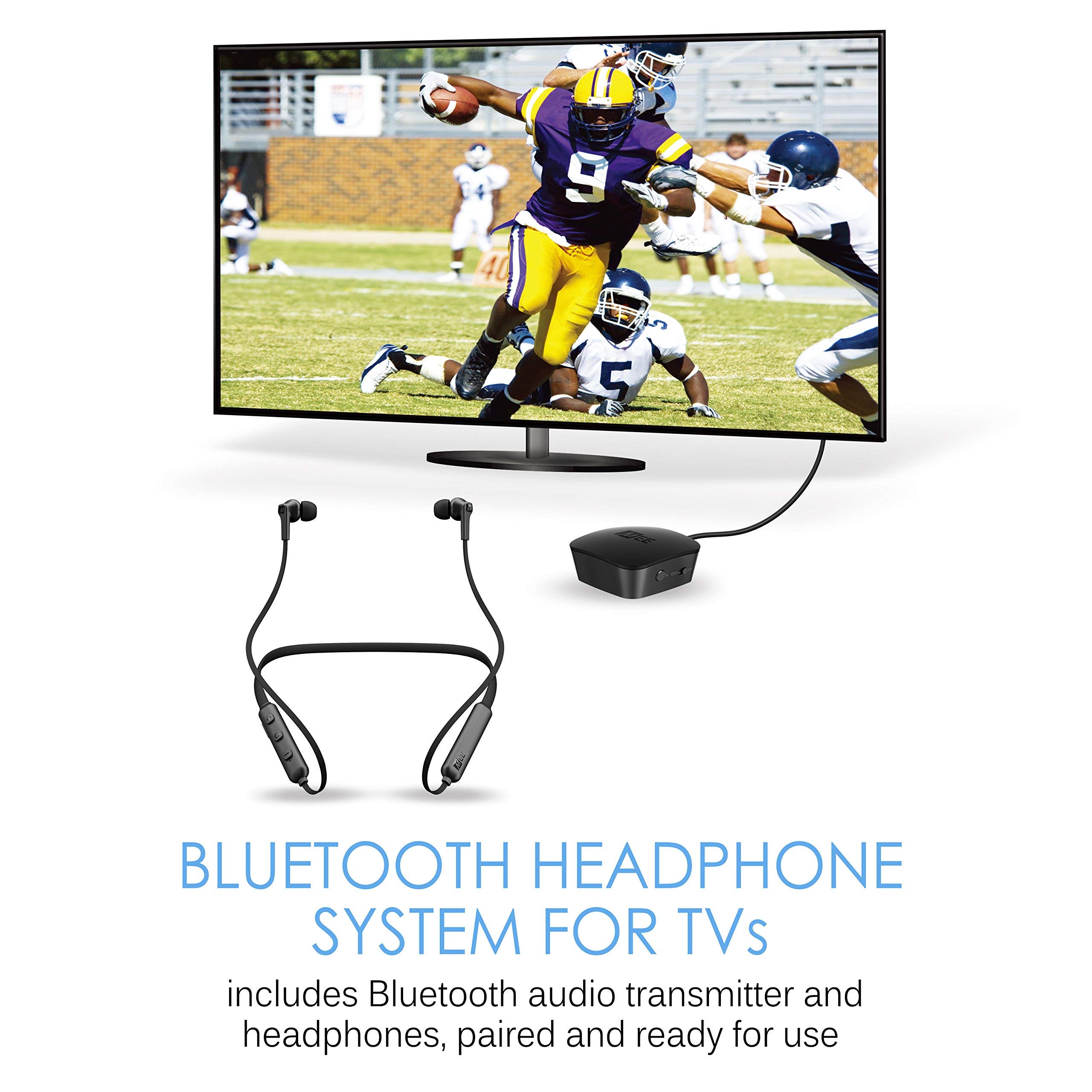 MEE audio Connect T1N1 Bluetooth wireless headphone system for TV - includes Connect Bluetooth audio transmitter and N1 wireless neckband in-ear headphones