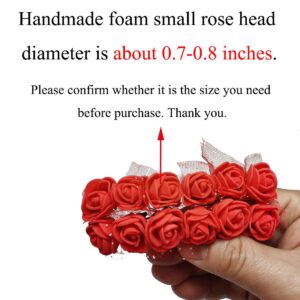 Artfen Mini Fake Rose Flower Heads 144pcs Mini Artificial Roses DIY Wedding Flowers Accessories Make Bridal Hair Clips Headbands Dress (Bottom add Gauze) Milk White