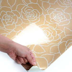 Peel and Stick PVC Instant Floral Decorative Self-Adhesive Film Countertop Backsplash Rosesupia Gold Silver Micro Pearl (PGS9028-1 : 2.00 Feet X 6.56 Feet)