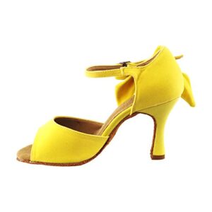 50 Shades Green Ballroom Latin Dance Shoes for Women: SERA7010 Yellow, 3" Heel, Size 8 1/2