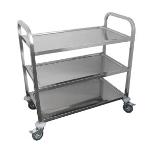 amgood stainless steel dining cart - 3 shelf heavy duty utility cart on wheels (medium - 34" legth x 18" width)