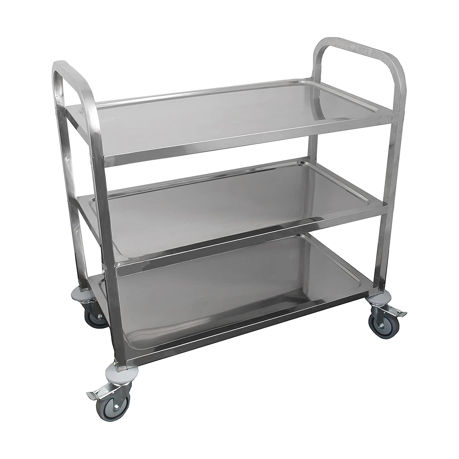 AmGood Stainless Steel Dining Cart - 3 Shelf Heavy Duty Utility Cart on Wheels (Medium - 34" Legth x 18" Width)