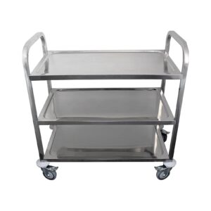 AmGood Stainless Steel Dining Cart - 3 Shelf Heavy Duty Utility Cart on Wheels (Medium - 34" Legth x 18" Width)